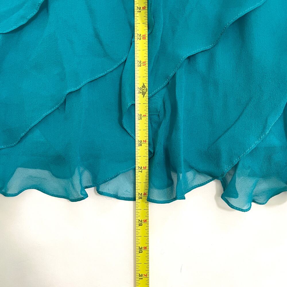 VTG Sue Wong Nocturne Babydoll Silk Blend Evening Mini Dress 4 Teal Beaded Fairy - Picture 8 of 16